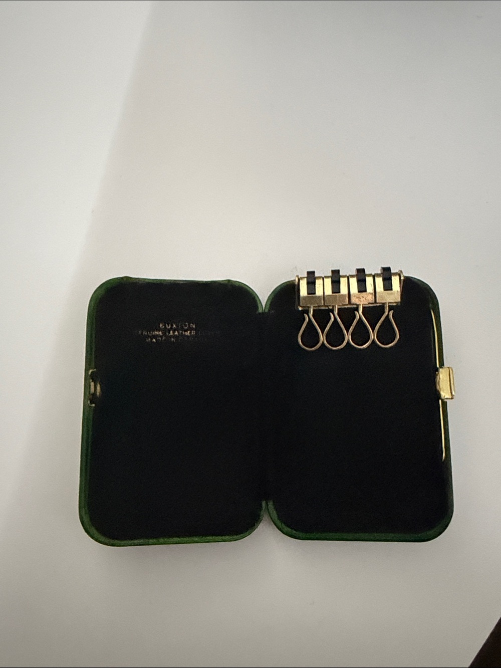 Vintage Unisex Green Velvet Key Case with Gold Hardware